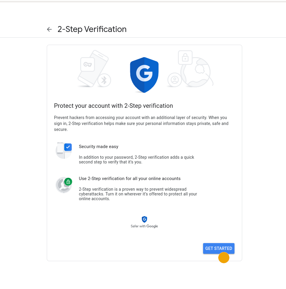 2 Factor authentication page